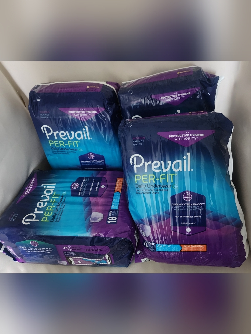 Prevail Women's Quick Wick Odor Guard Extra Absorbant Adult Underwear Large 72Ct